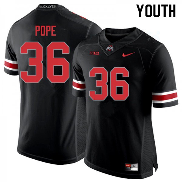 Ohio State Buckeyes #36 K'Vaughan Pope Youth Embroidery Jersey Blackout OSU48632